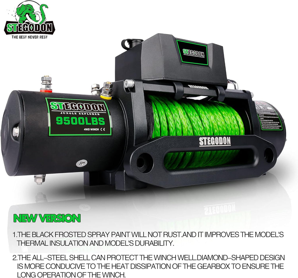 9500 lb. Load Capacity Waterproof IP67 Electric Winch with Hawse Fairlead, Synthetic Rope Winch P935817
