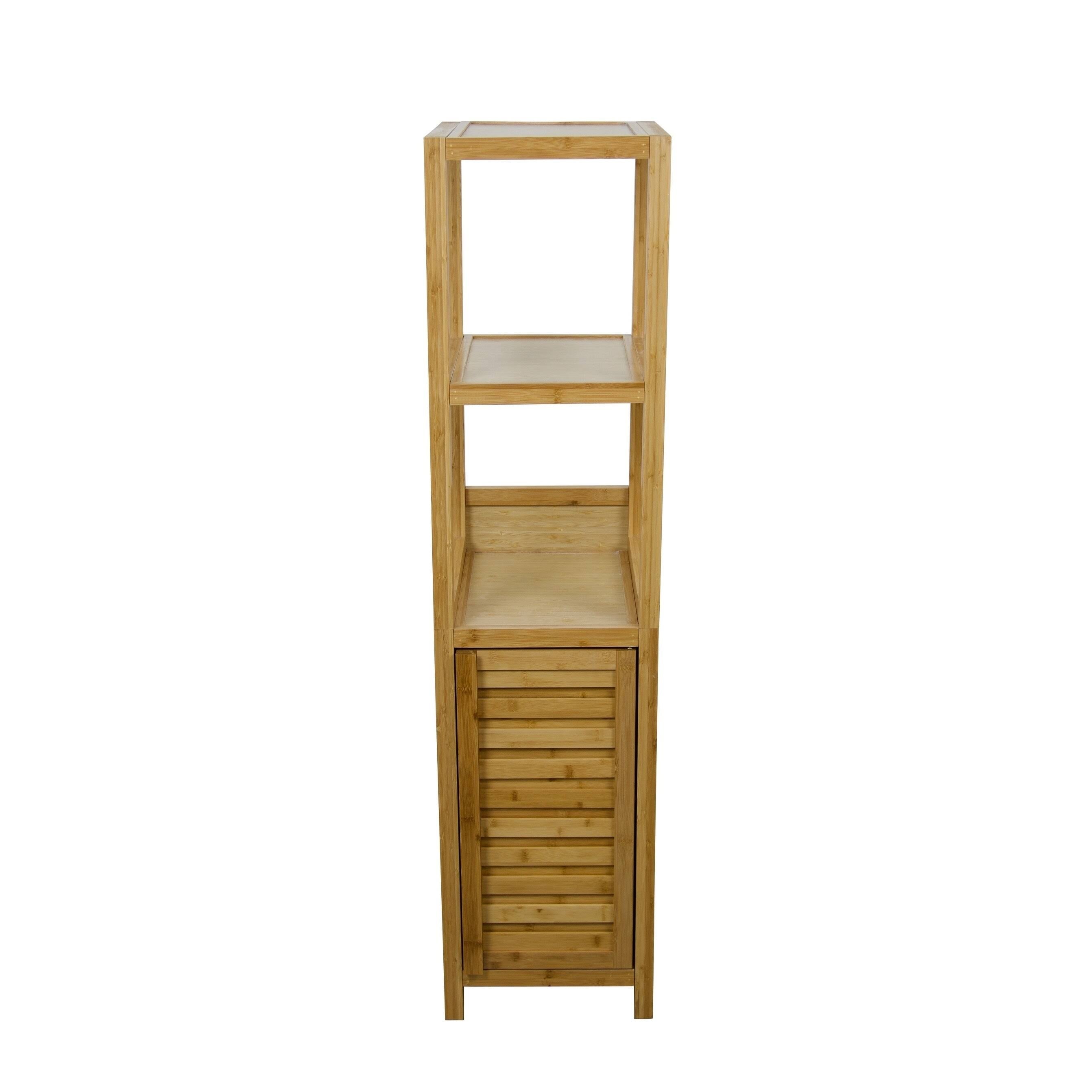 Tan Bamboo Storage Tower Cabinet V913