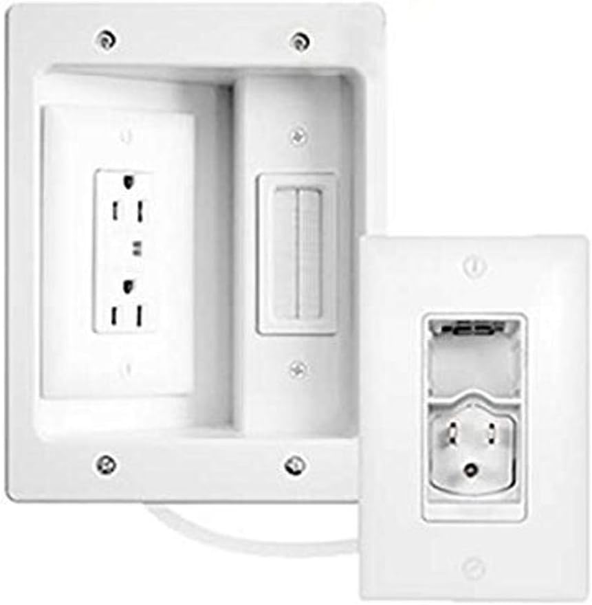 White Recessed In Wall TV Power Kit with USB, Pack of 2 I74903