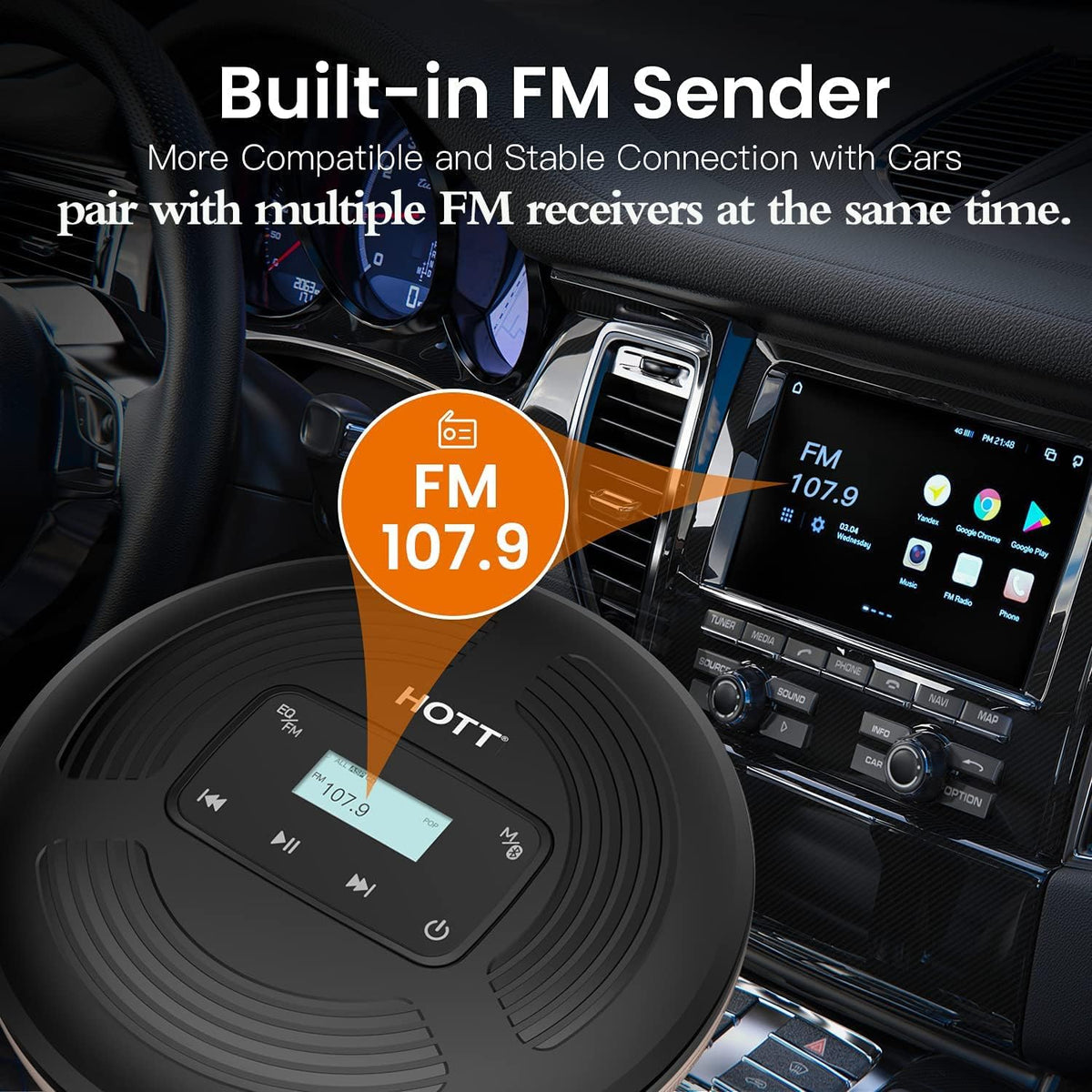 Portable CD Player Bluetooth 5.0 FM Transmitter Pack of 2 K520185