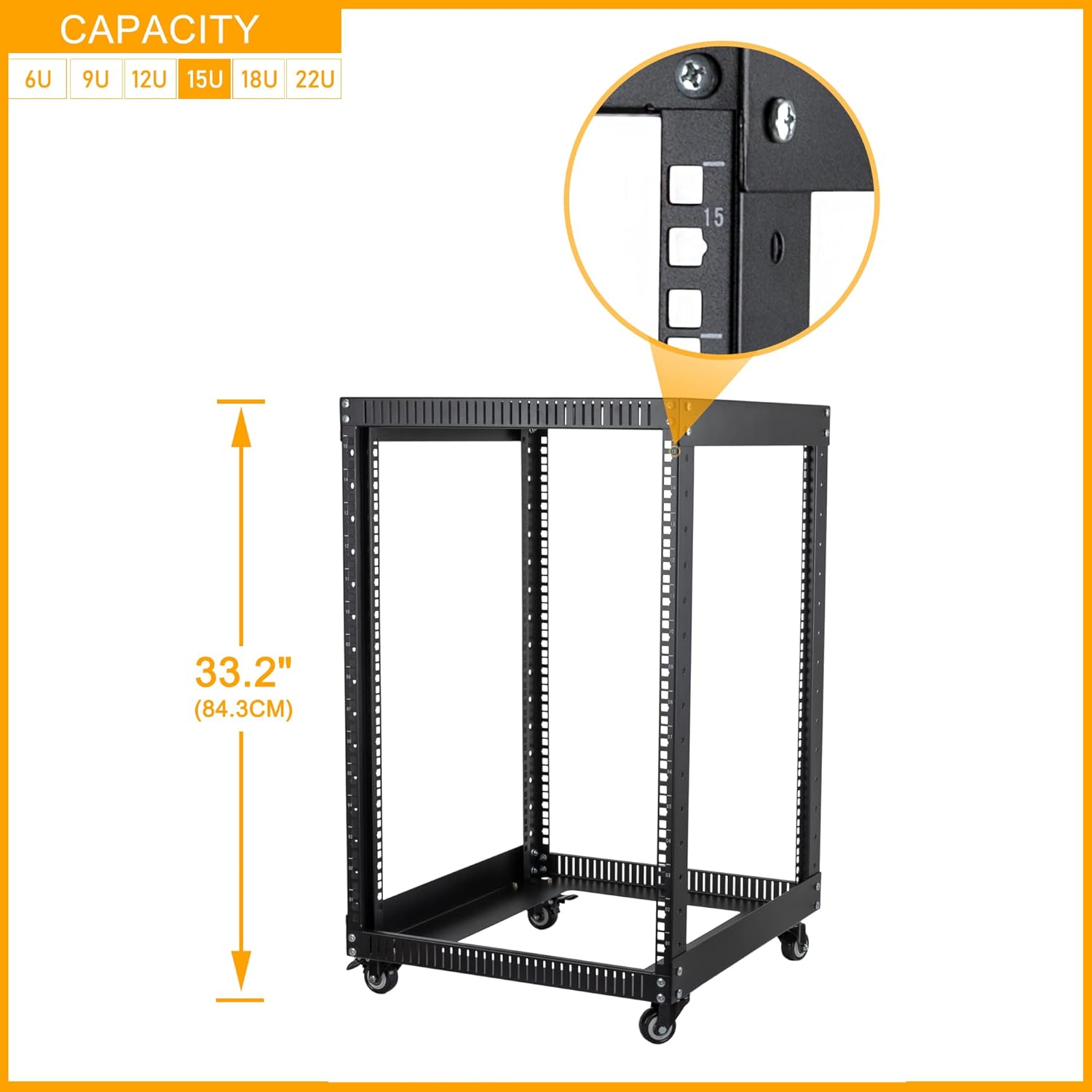 Black 18U Open Frame 19-inch Server Rack E15898