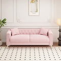 Pink Velvet Triple Sofa with 2 Pillows K491490