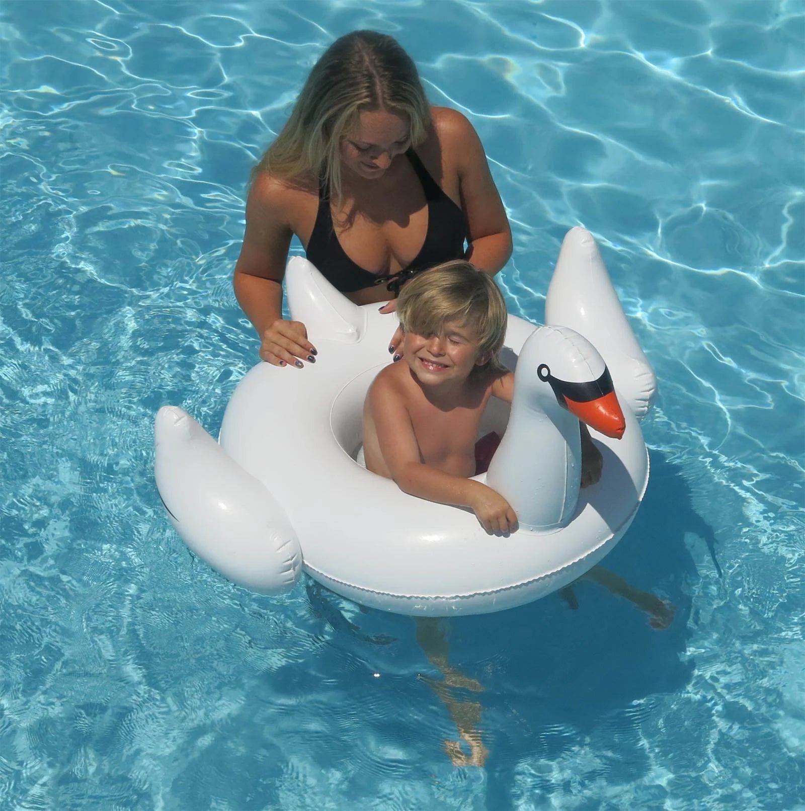 White Inflatable Baby Seat Pool Ride-On X622384