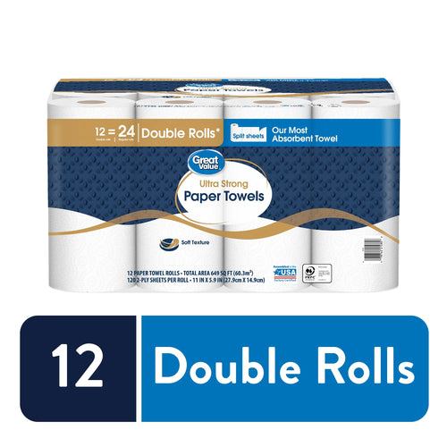 (4 pack) Ultra Strong Paper Towels, 12 Double Rolls U142078