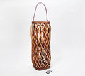 23 Square Wicker Lantern with Tiki Flame Caramel A887