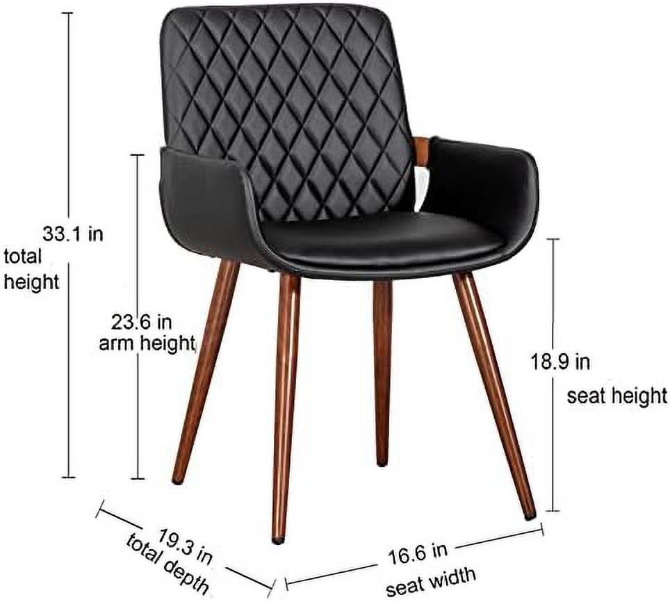 Mid Century Modern Dining Chairs Set of 2 Fabric Chair Bentwood Frame with Armrest Upholstered Seat Metal Legs K610732