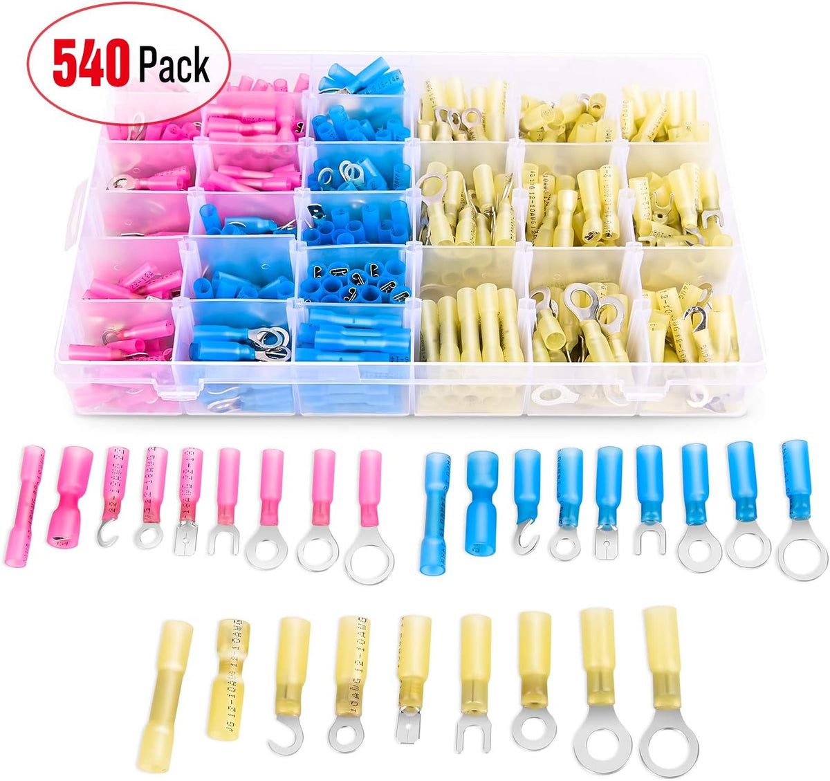 540 PCS Waterproof Heat Shrink Wire Connectors Kit F110366