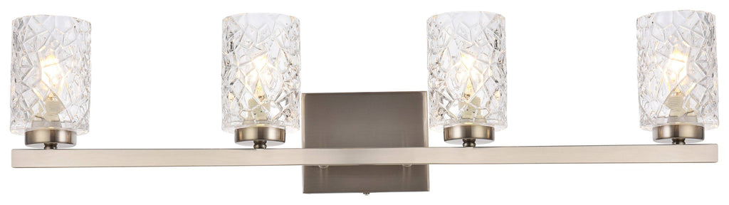 4 Lights Bath Sconce in Stain Nickel with Clear Shade L64887