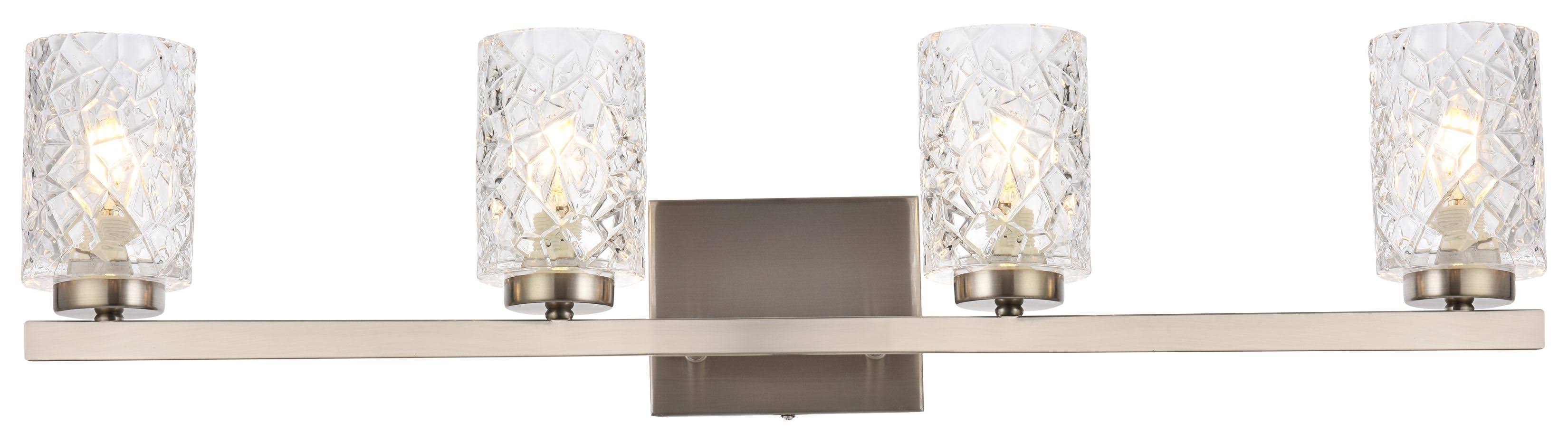 4 Lights Bath Sconce in Stain Nickel with Clear Shade L64887