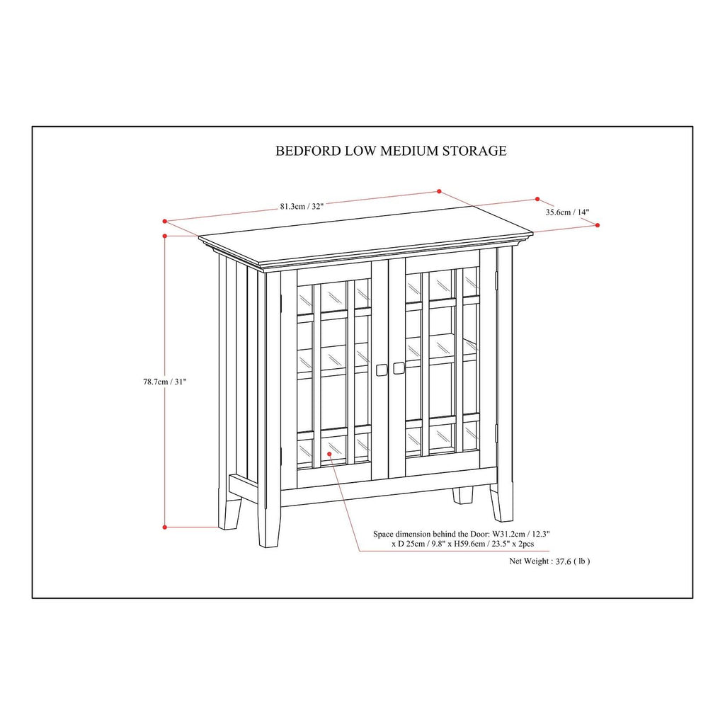 White Solid Wood Low Storage Media Cabinet U49802