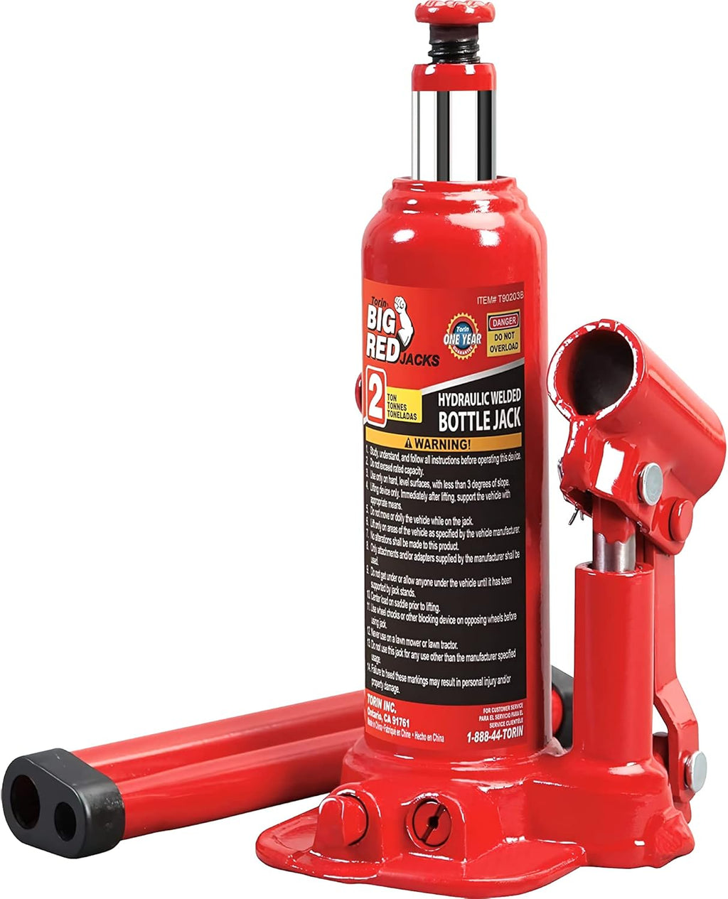 Hydraulic Welded Bottle Jack, 20 Ton Capacity, Red, Pack of 2 H80356