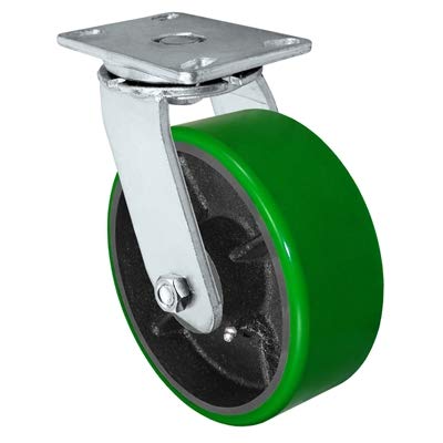 8 x 3 Heavy Duty Caster with Green Polyurethane on Steel Wheel I9315