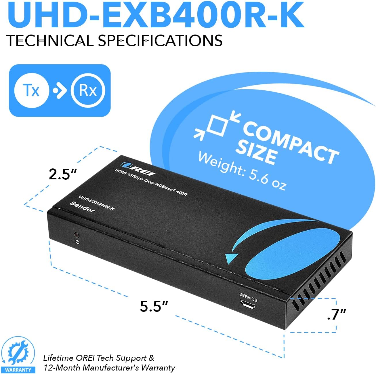 4K HDMI Extender Balun Over Single CAT5e/6/7 Cable O437