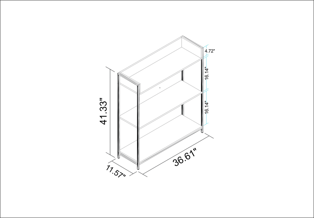 3 Shelves Dark Oak Bookcase D137533