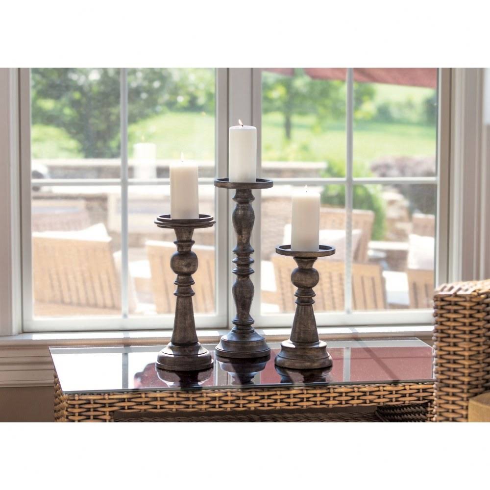 Wood Pillar Candle Holder Set of 3 in Espresso O804451
