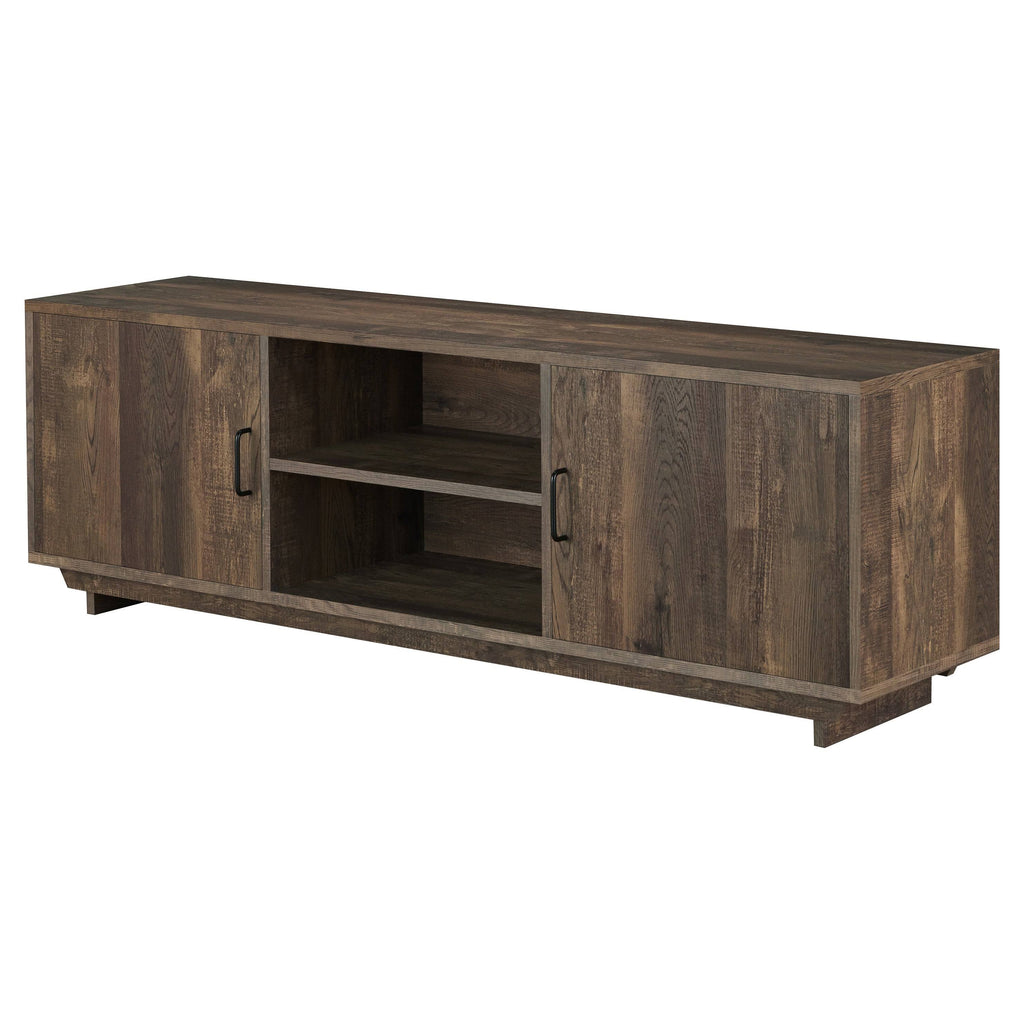 Rustic Reclaimed Oak Brown 63-inch TV Stand with Storage A316257