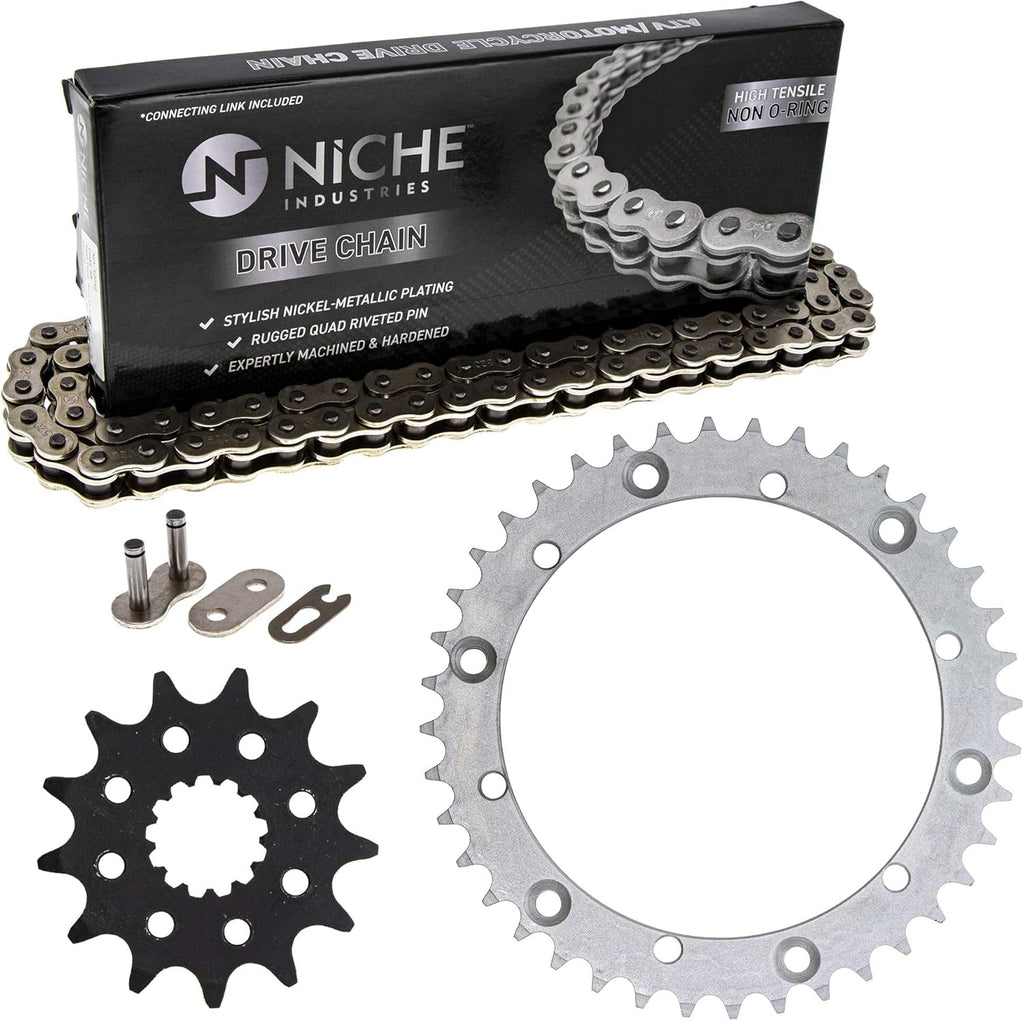 Drive Sprocket Chain Combo Front 13 Rear 40 Tooth 520NZ Standard 92 Links Pack of 2 Y884