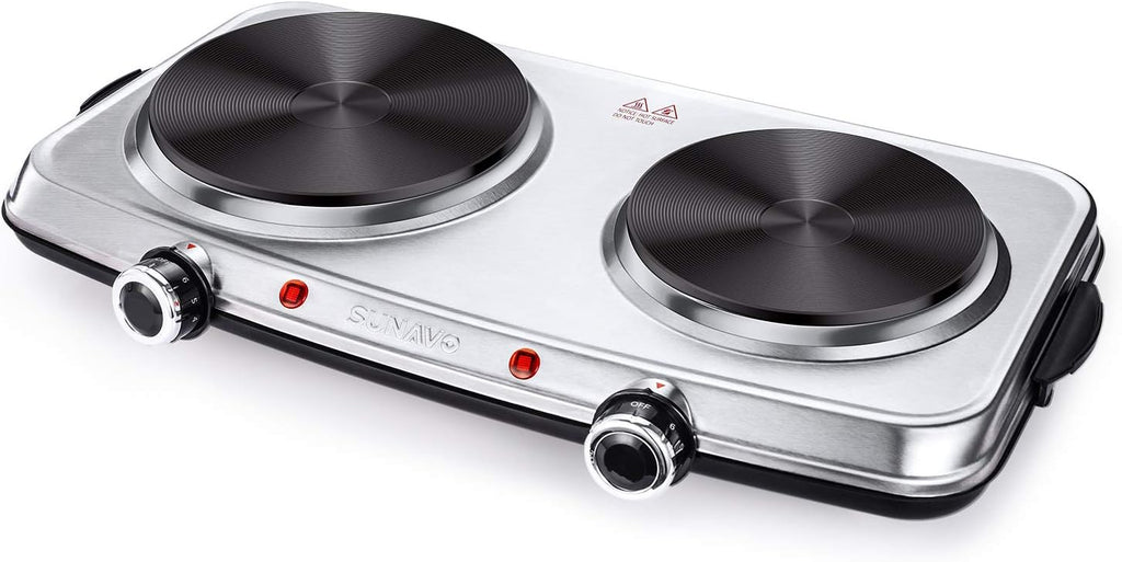 1800W Stainless Steel Electric Double Burner Hot Plate S388334