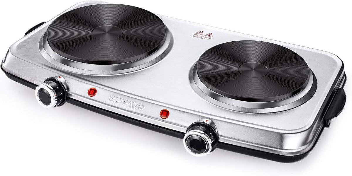 1800W Stainless Steel Electric Double Burner Hot Plate S388334