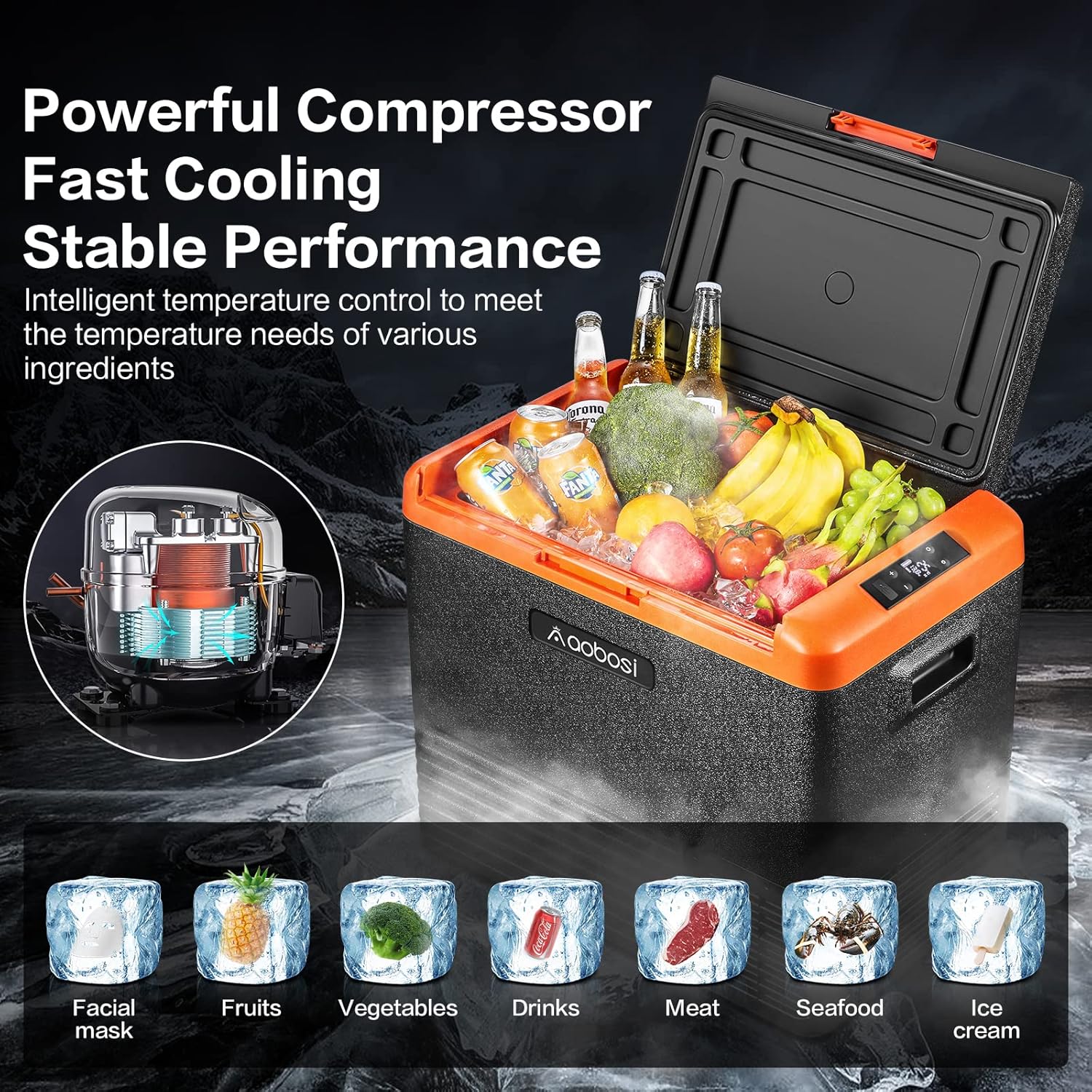 53 Quart (50L) Portable Refrigerator Freezer with Compressor Cooler L27083