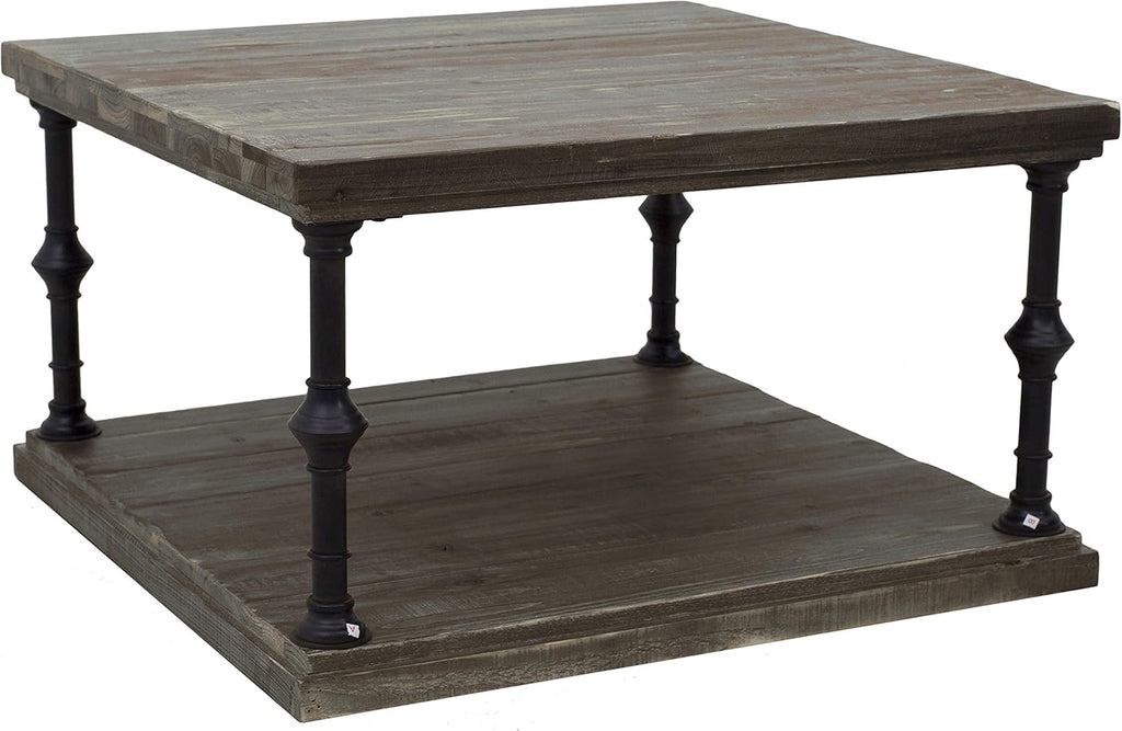 Rustic Open Storage Coffee Table, Grey Pine F861
