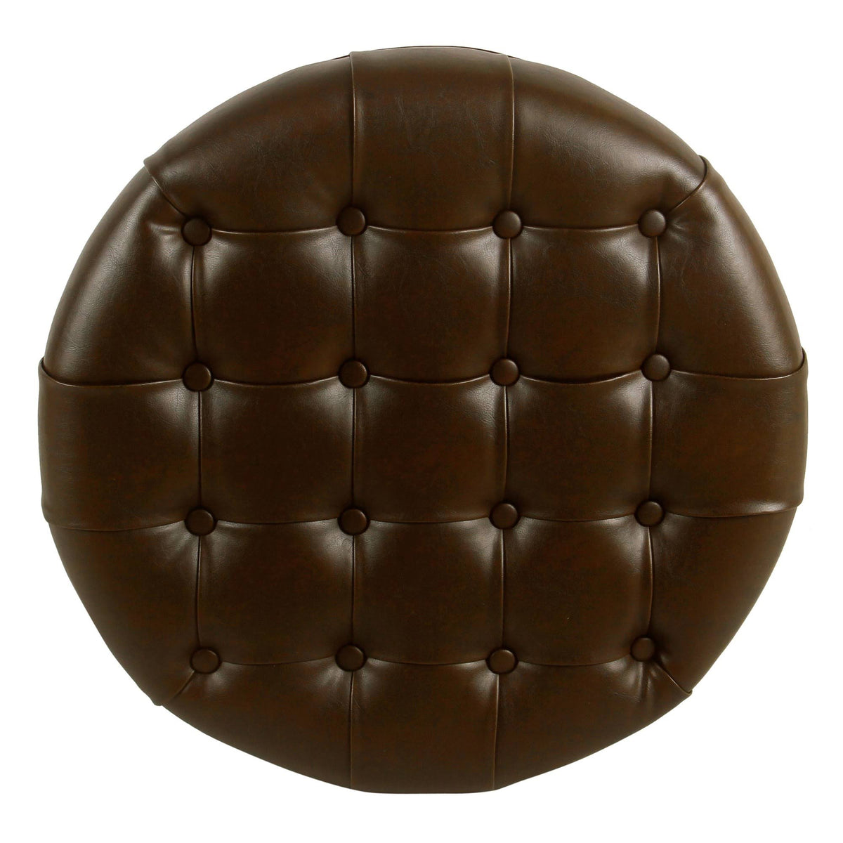 Brown Tufted Round Storage Ottoman Y63941