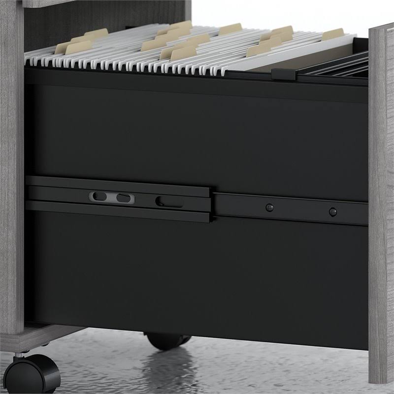72w x 30D Office Desk with Mobile File Cabinet, Platinum Gray M803