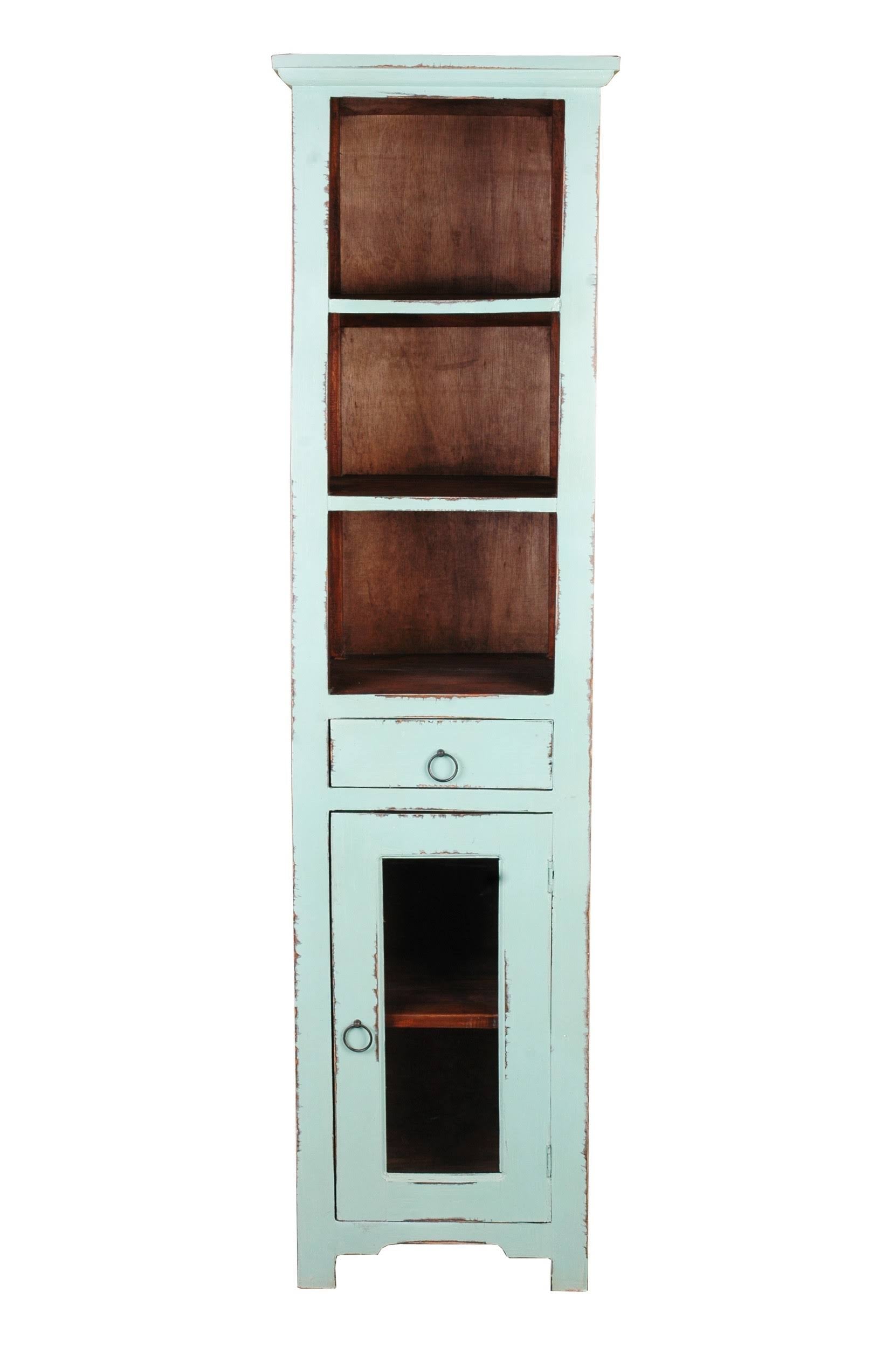 Tall Narrow Cabinet Teal Natural Raftwood N726856