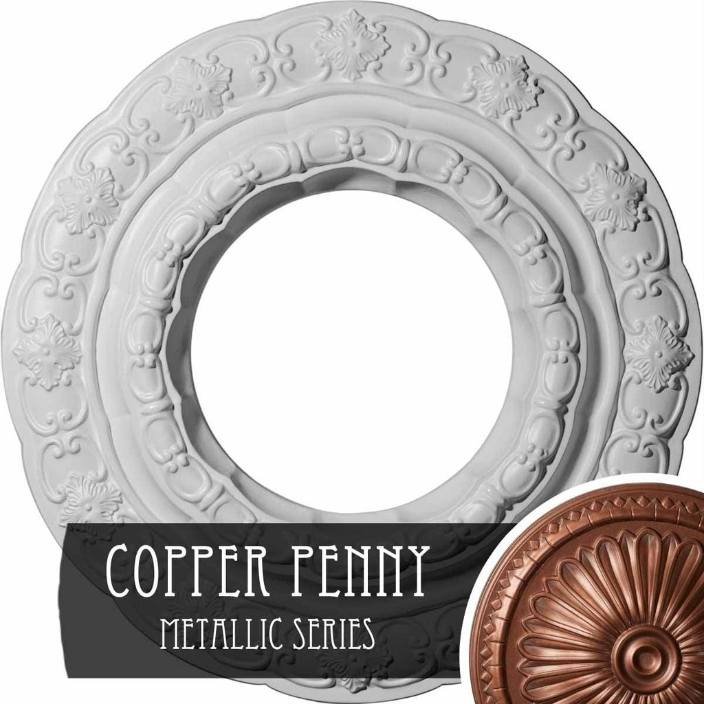15 3/8x22OD x 7x22ID x 1x22P Hand-Painted Copper Penny Ceiling Medallion H20293