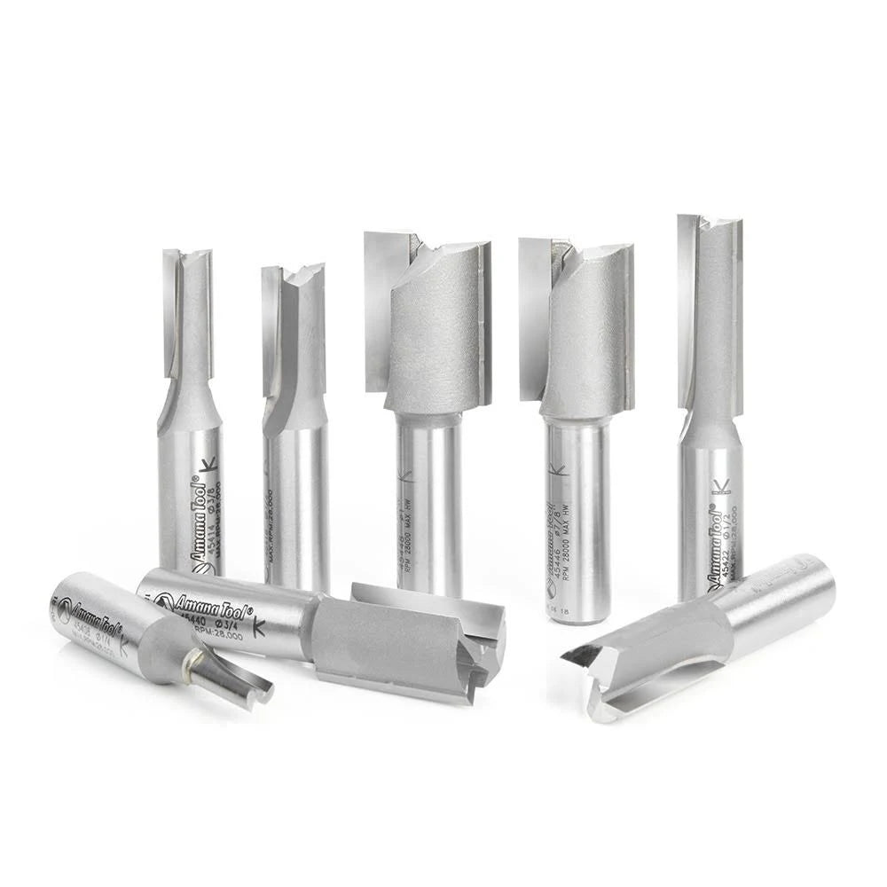 8-Pc Carbide Tipped Straight Plunge Collection, 1/2 inch Shank R957