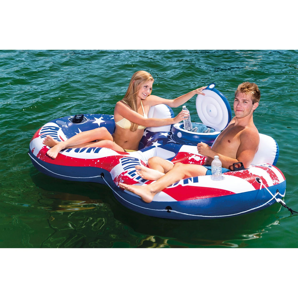 American Flag 2 Person Tube with Cooler and 2 Person Youth Inflatable Raft V7063