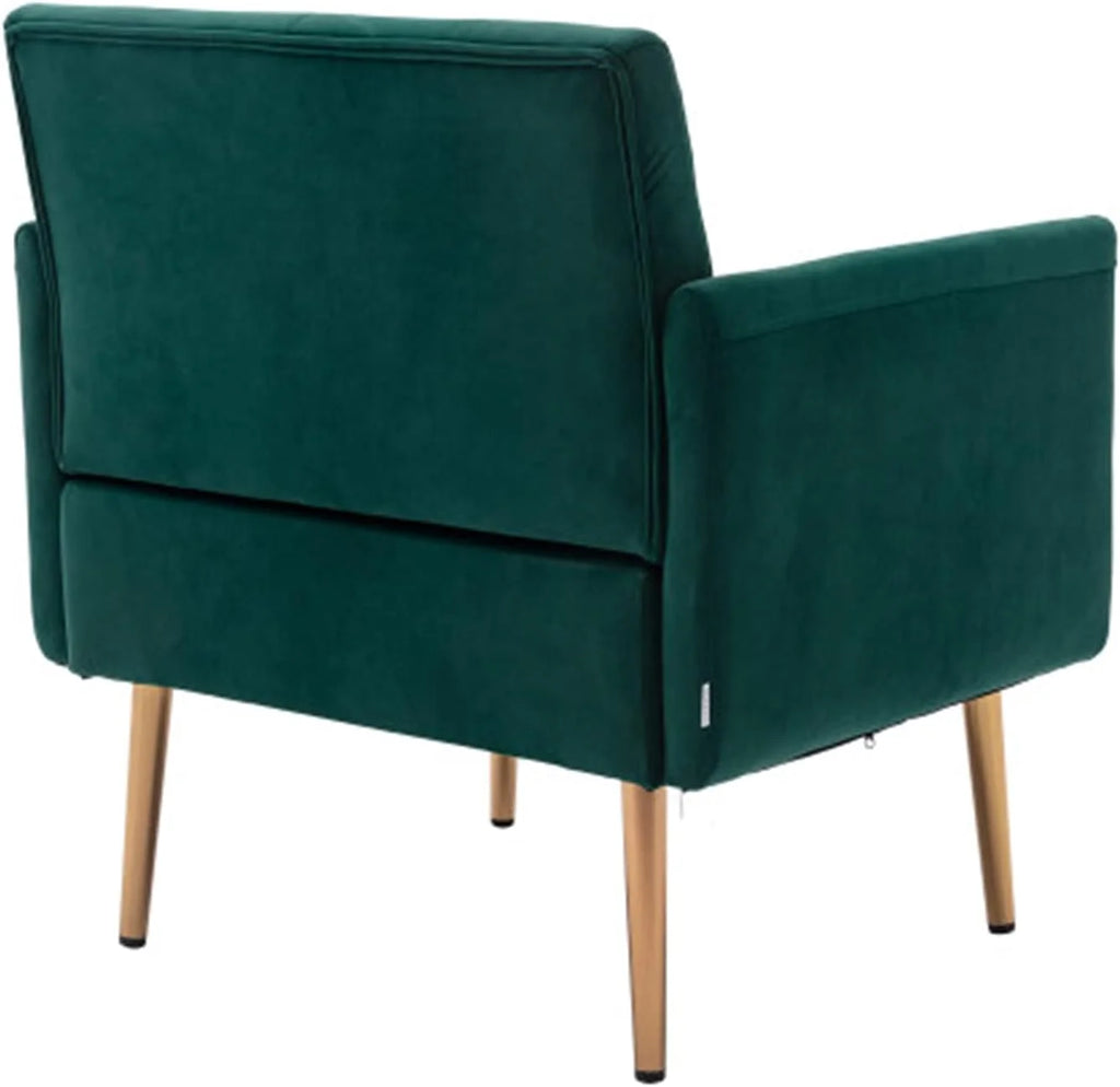 Square Velvet Accent Chair with Golden Metal Legs G22758