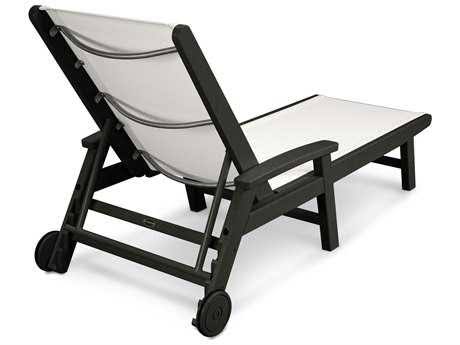 Coastal White and Navy Blue Sling Chaise D86804