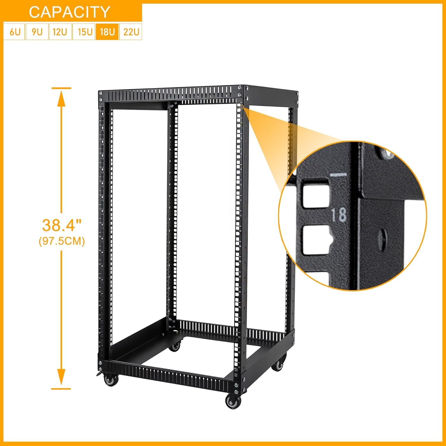 Black 18U Open Frame 19-inch Server Rack E15898