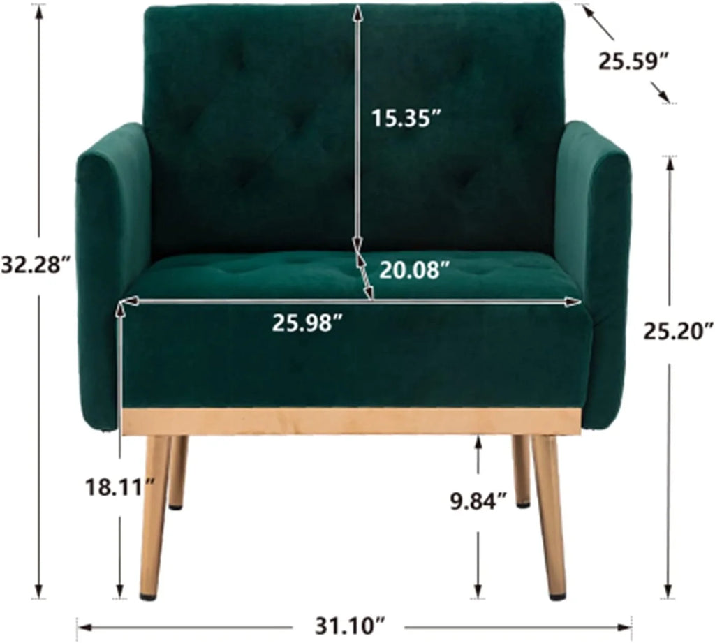 Square Velvet Accent Chair with Golden Metal Legs G22758