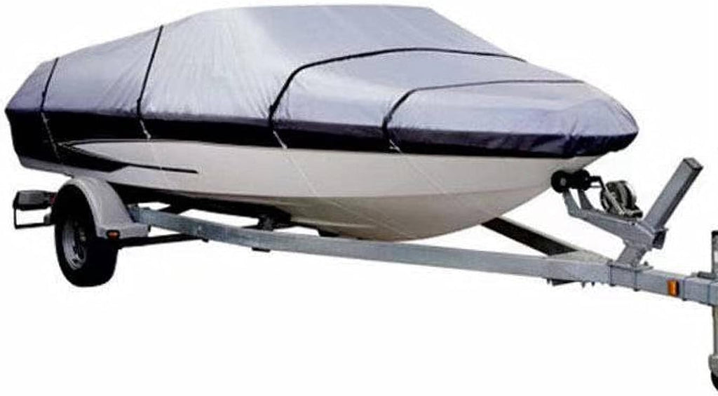 Heavy Duty 600D Marine Grade Polyester Canvas Trailerable Waterproof UV Resistant Boat Cover, 14'-16', Gray, Pack of 2 J832196