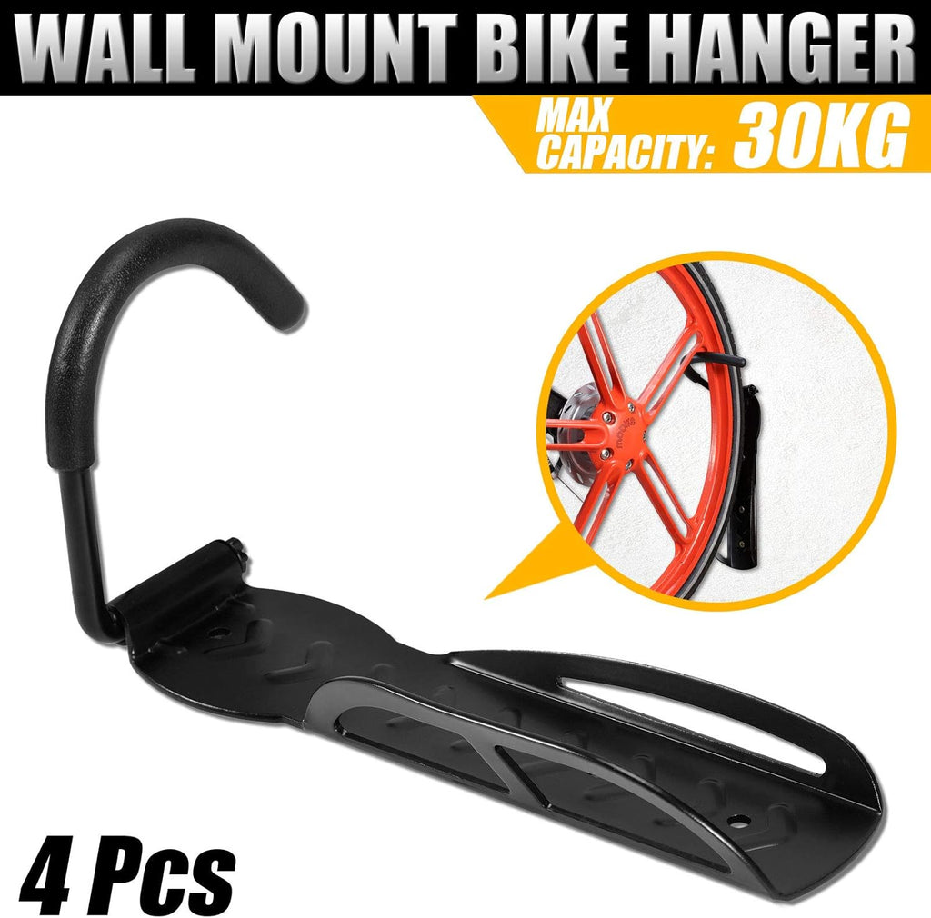 4PCS Wall Mounted Bike Rack Space Saving Bicycle Wall Hanger Vertical Bicycle Storage Stand Max. 66 Lb Pack of 2 K332