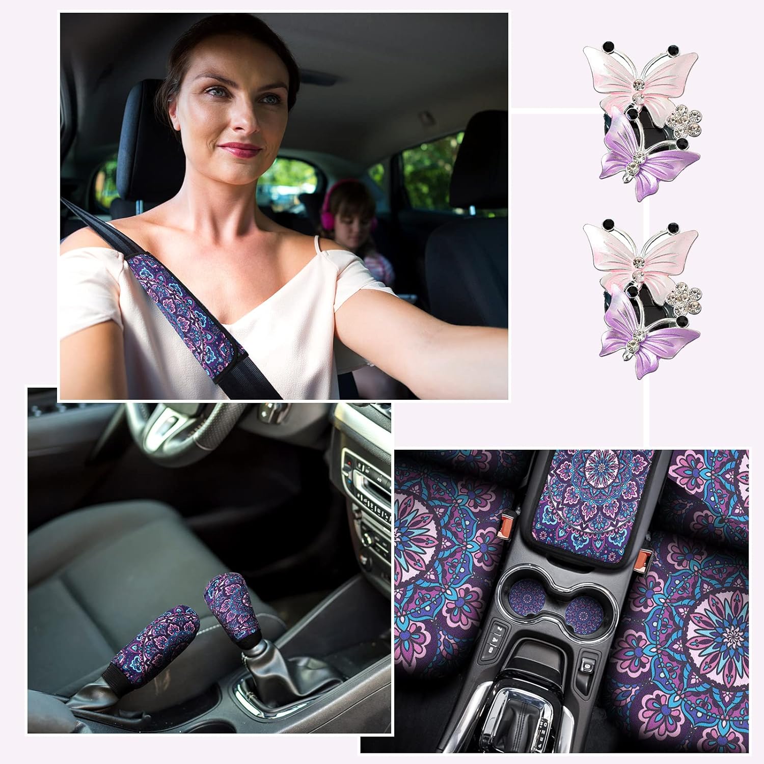 Purple Mandala Car Accessories Set E46872