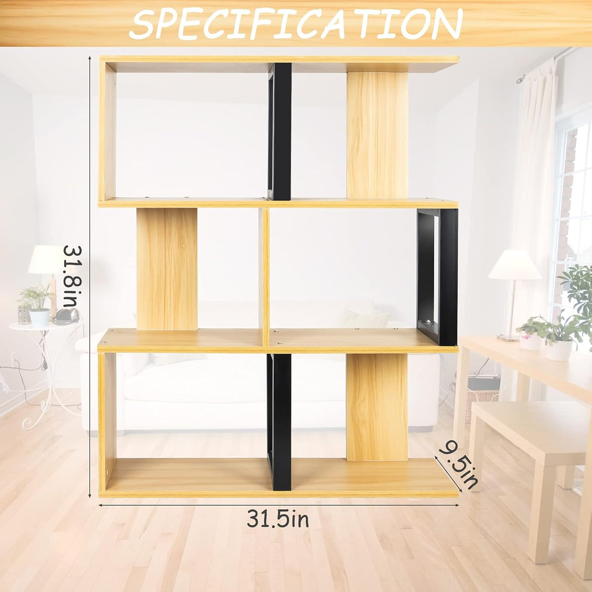 3-Tier Ladder Bookshelf with Storage Organizer, Walnut E880