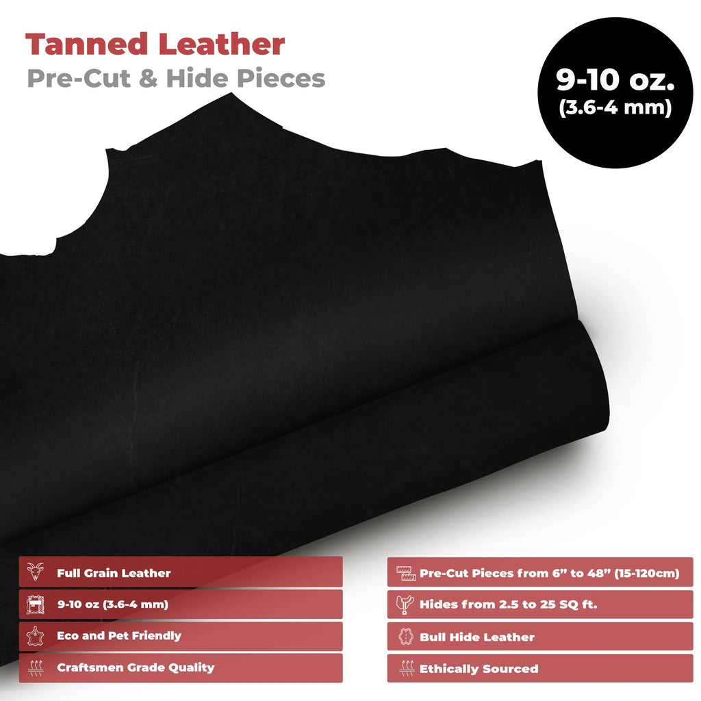 Charcoal Black 9-10 oz Full Grain Cowhide Leather K586