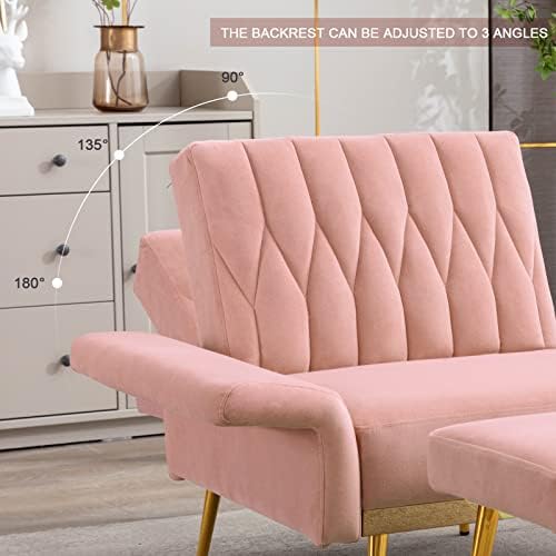 Cream Velvet Single Sofa Chair with Ottoman B729712