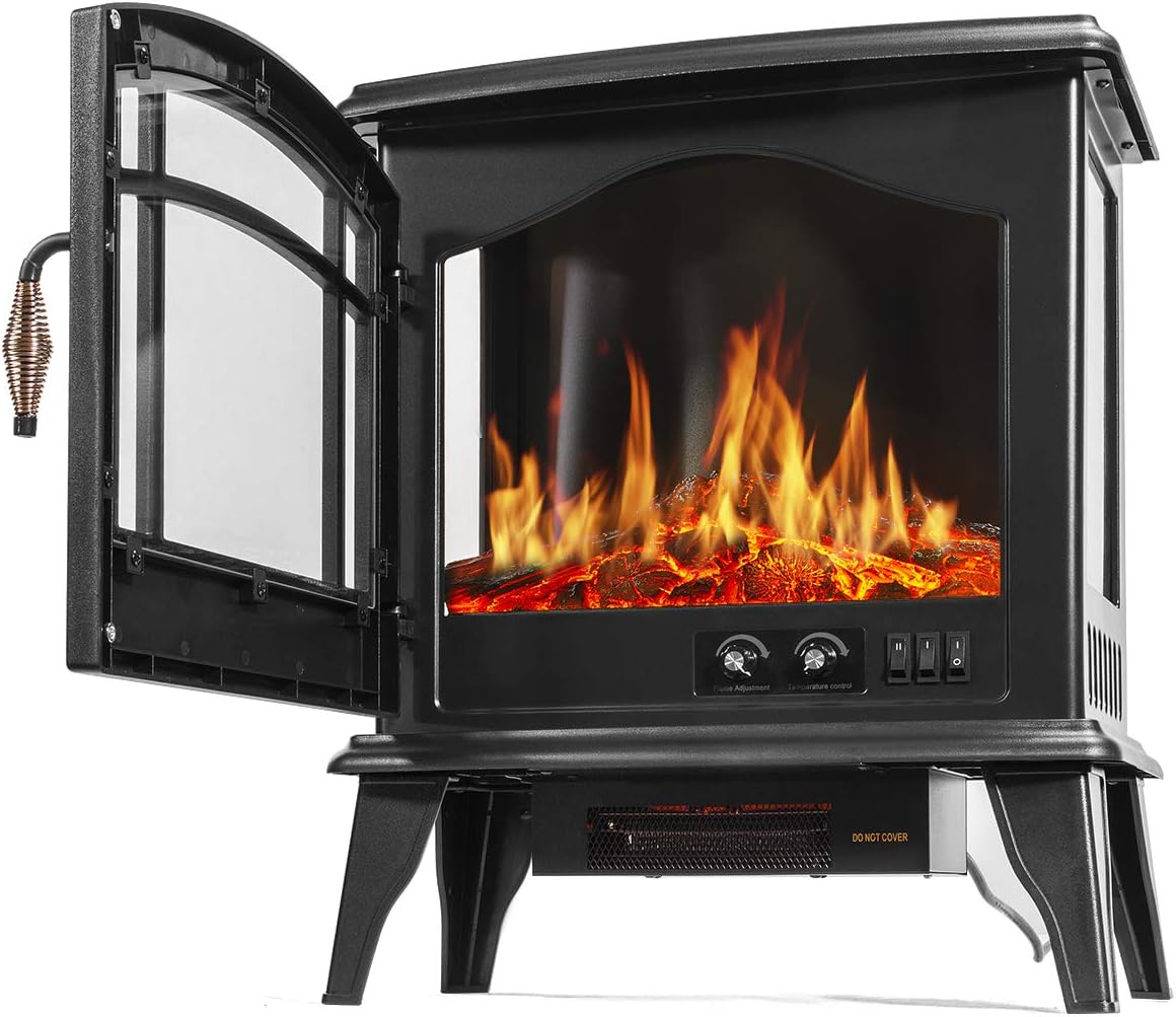 Black Freestanding Electric Fireplace Stove Heater E50054