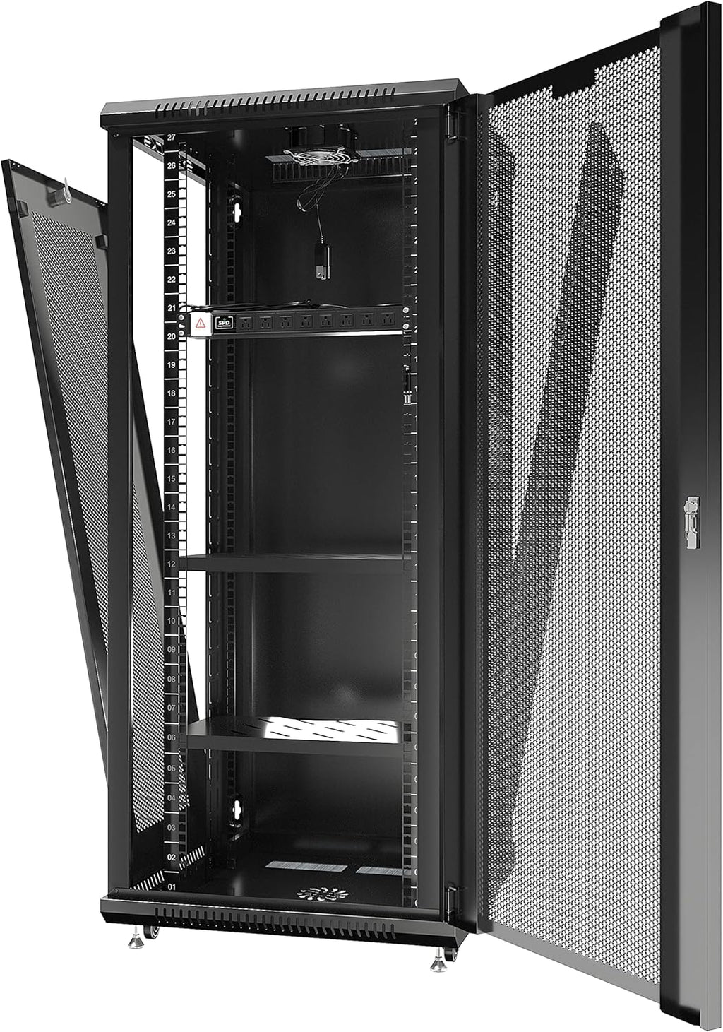 27 U Locking Wall Mount Server Rack Enclosure with Casters and Shelf F647370