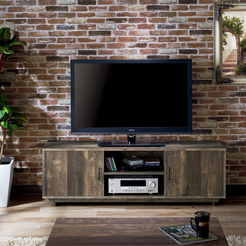 Rustic Reclaimed Oak Brown 63-inch TV Stand with Storage A316257