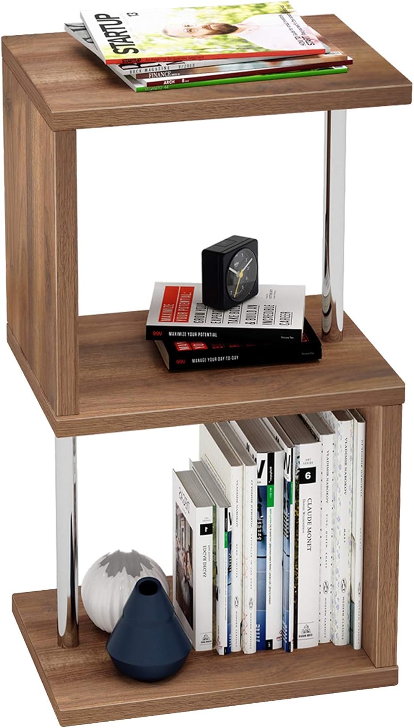 4-Tier Geometric Bookcase with Metal Frame S183