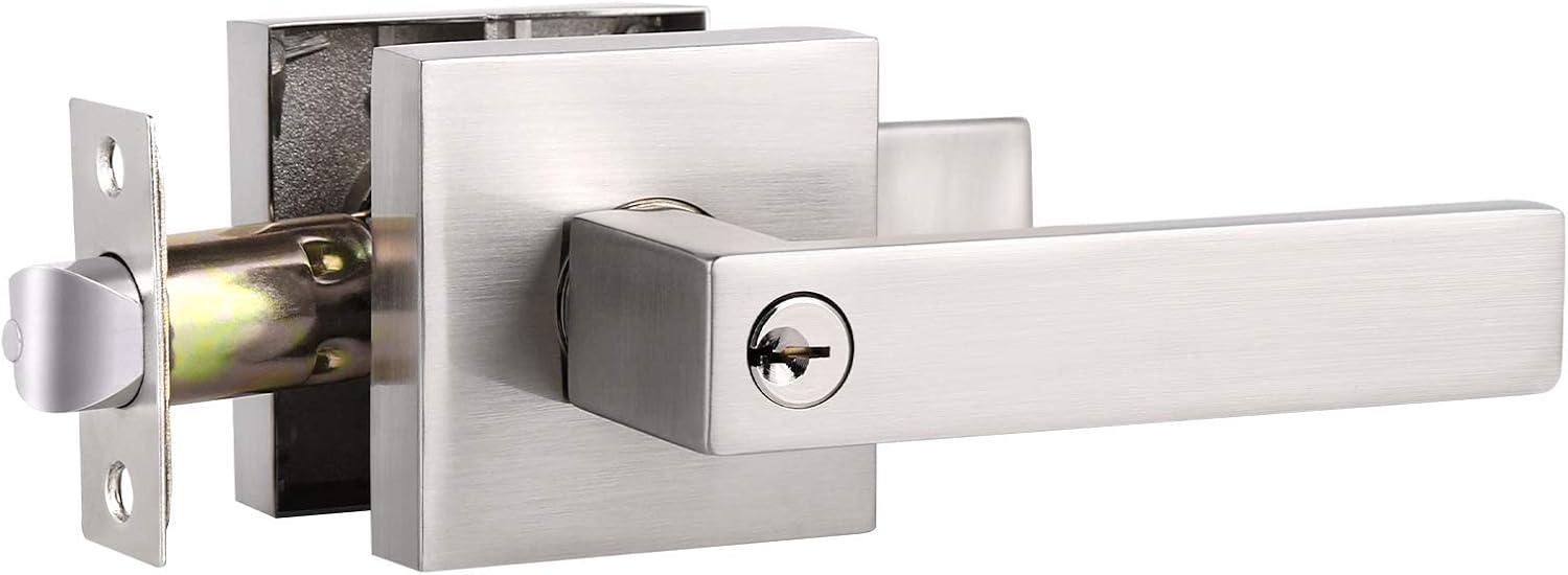 7 Pack Satin Nickel Square Reversible Passage Door Lever V409314