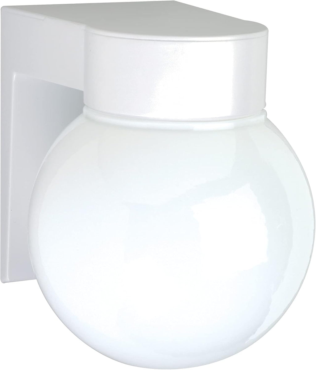 Satin Aluminum Outdoor Wall Mount Light with White Glass Cylinder F556