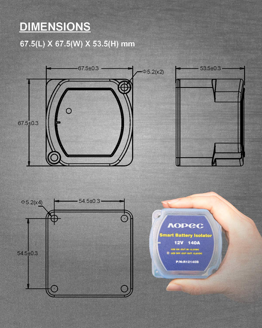 12V 140Amp Smart Waterproof Dual Battery Isolator K15883
