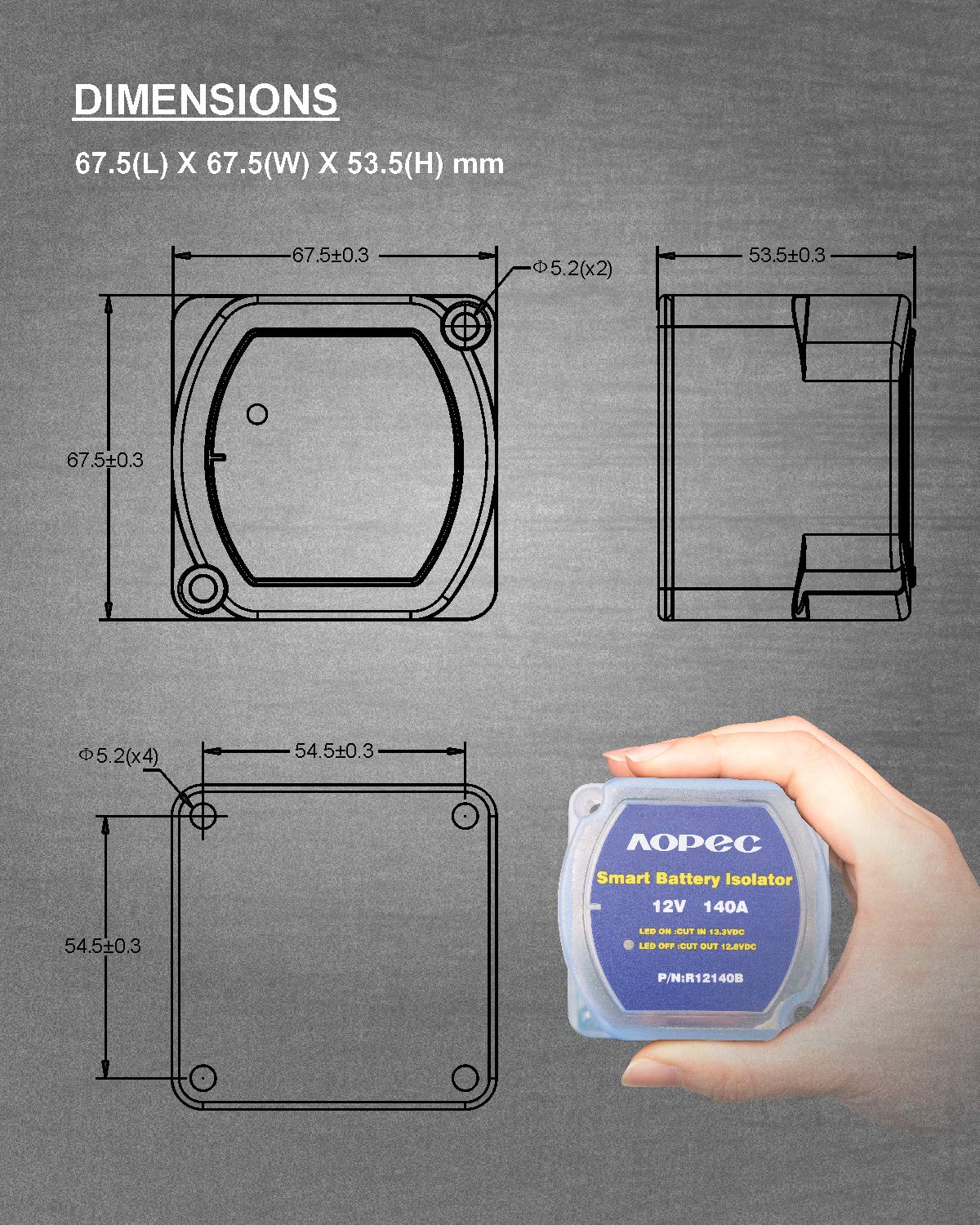 12V 140Amp Smart Waterproof Dual Battery Isolator K15883