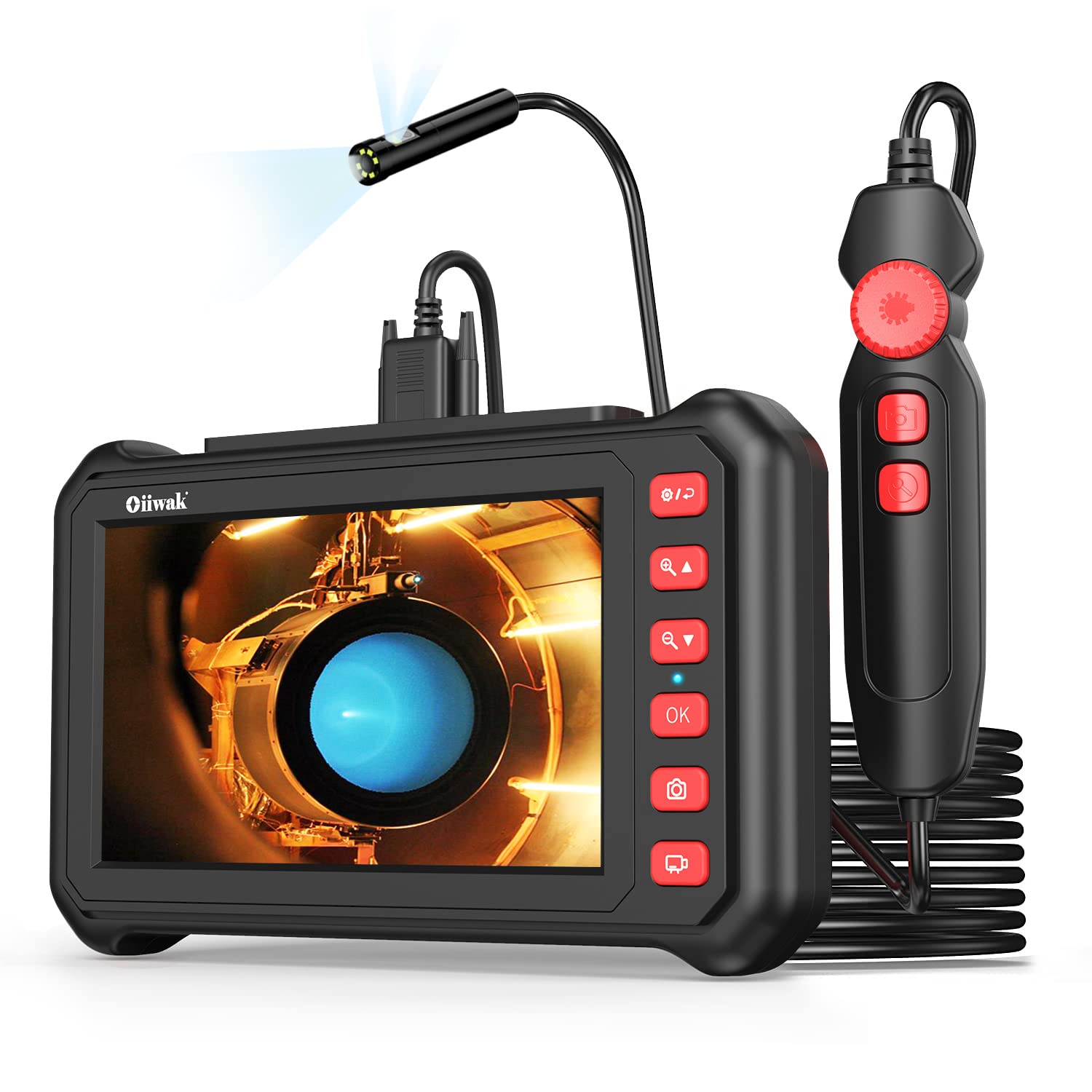 7 IPS Dual Lens Industrial Endoscope Camera with Light Waterproof IP68 (33FT Cable) S23353